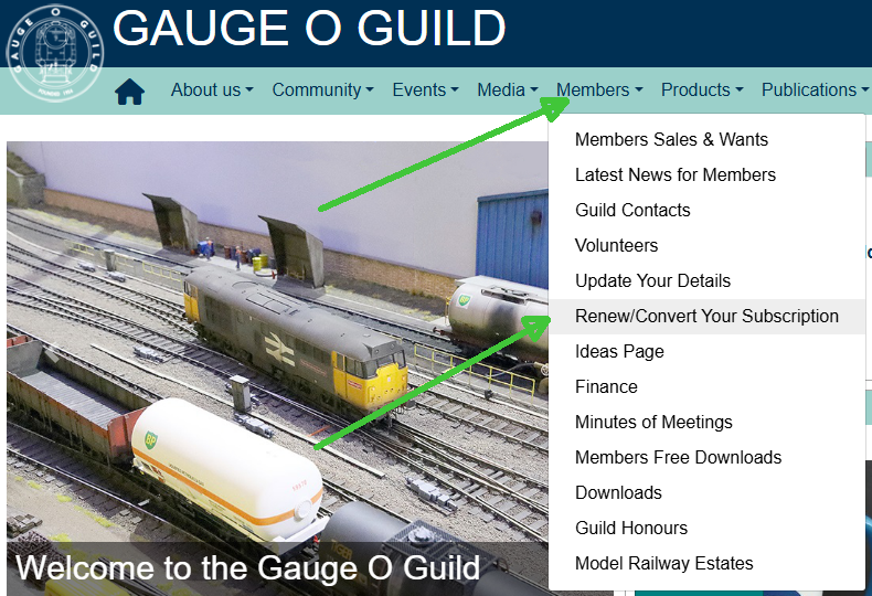 Menu to renew membership